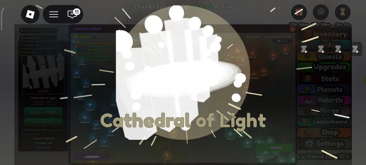 A roll resolving in Planet RNG with the Constellation panels open